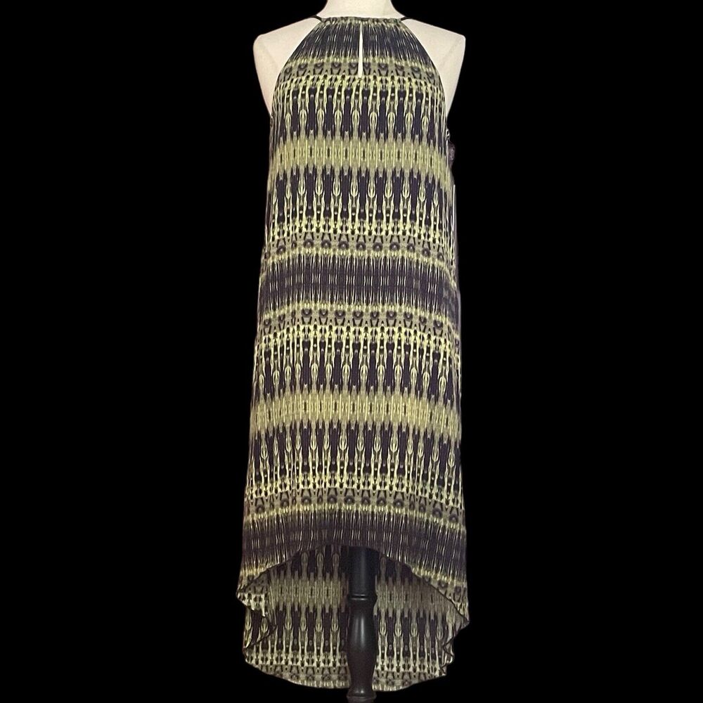 Kenzie NEW Midi Maxi Dress Sz S Tassel Ties Keyhole Halter Sleeveless Lined Ikat